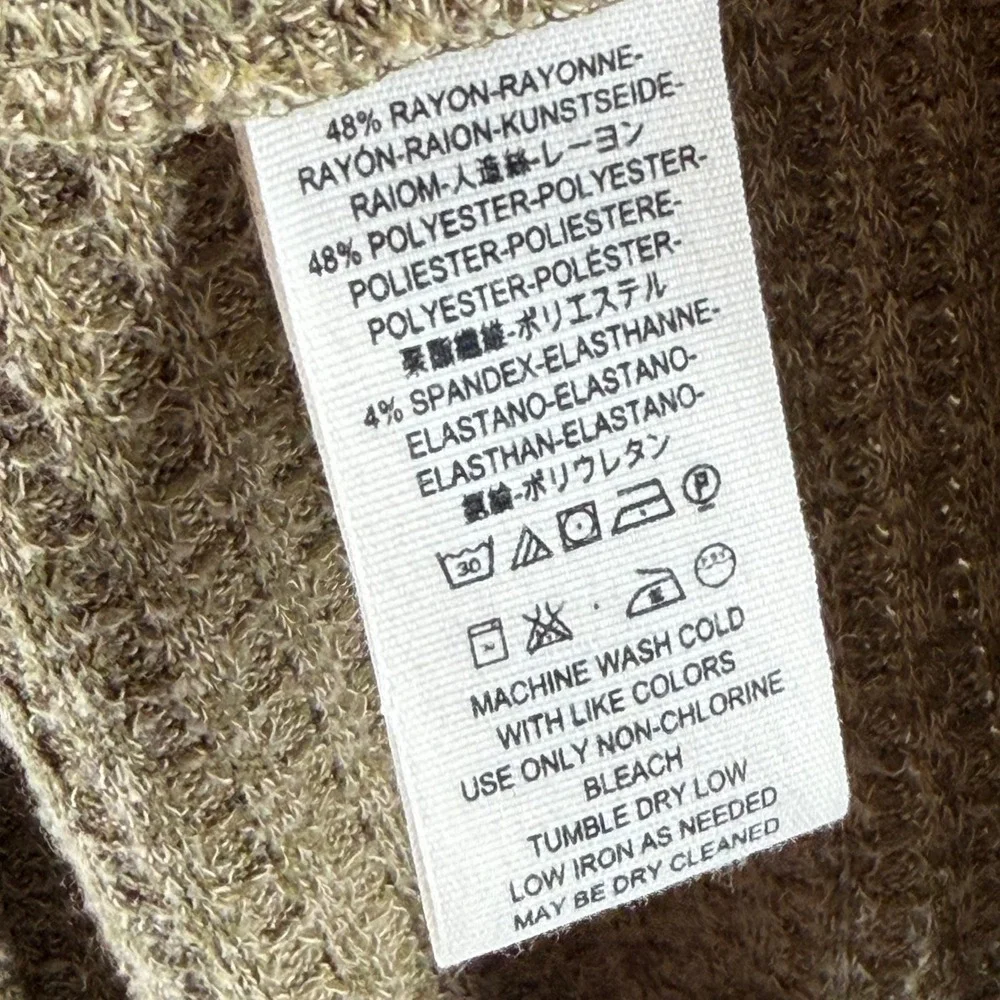 We The Free People Waffle Knit Mock Neck Tunic Sweater Womens XS Olive Taupe